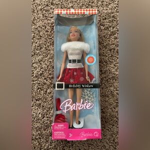 New Holiday Wishes Christmas Barbie J9207 Snowflake Skirt Silver Top Faux Fur